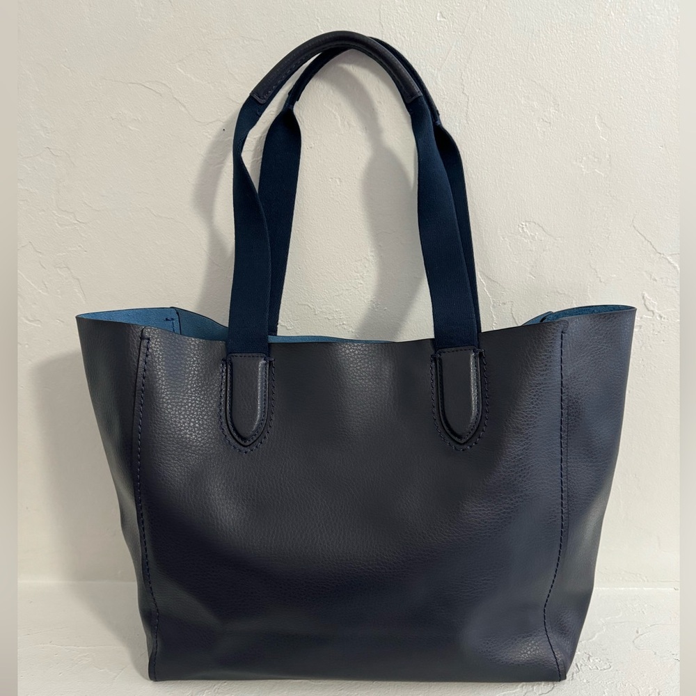 Coach Derby navy pebbled leather tote w/ snap closure - Picture 3 of 12